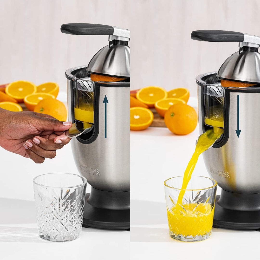 Princess Edelstahl Zitruspresse Champion Juicer - professioneller Hebelarm, 160 Watt Motor, Universa