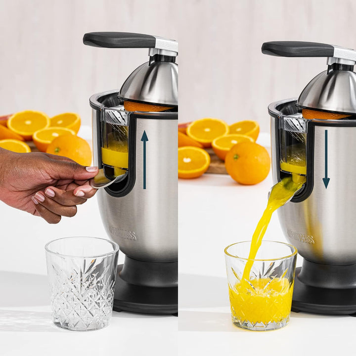 Princess Edelstahl Zitruspresse Champion Juicer - professioneller Hebelarm, 160 Watt Motor, Universa