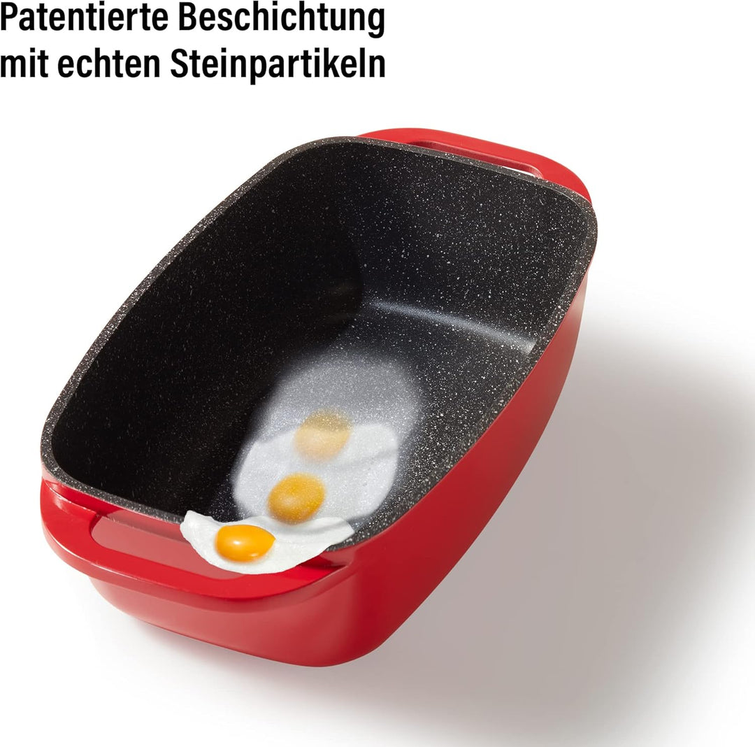 STONELINE Aluguss Bräter mit Deckel 40x22 cm, 5,6 L Bräter Induktion Backofengeeignet Für alle Herda