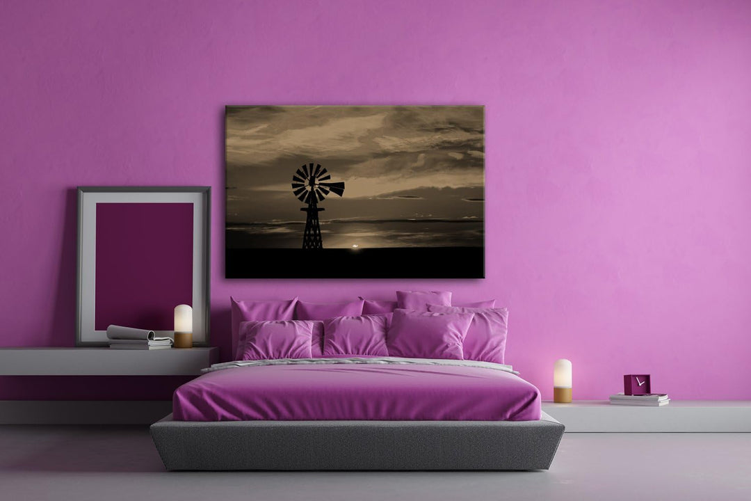 deyoli Windmühle im Abendrot Format: 100x70 Effekt: Sepia als Leinwandbild, Motiv fertig gerahmt auf