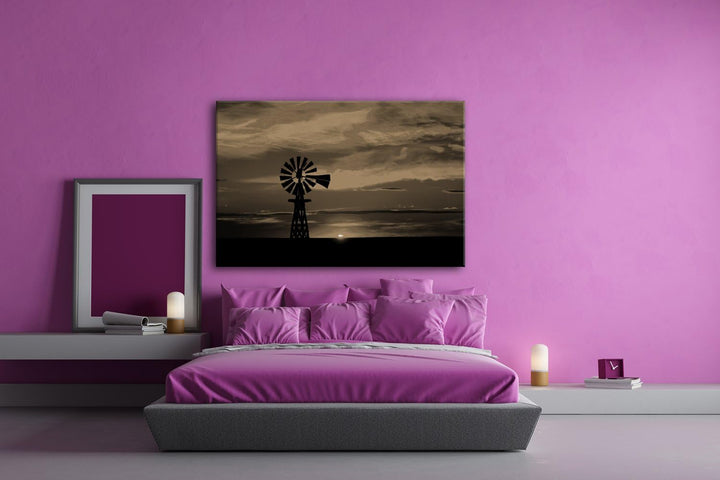 deyoli Windmühle im Abendrot Format: 100x70 Effekt: Sepia als Leinwandbild, Motiv fertig gerahmt auf