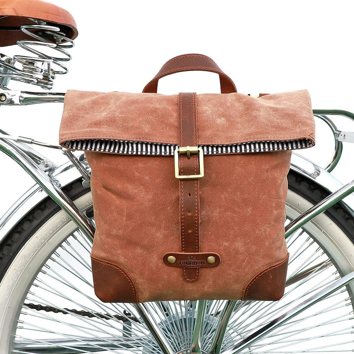 Tourbn Tourbon T-TB1250CA Fahrradtasche aus Wachs-Leinen-Leder, für Damen, Schultertasche, Kuriertas