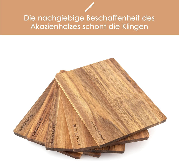 Hanseküche Schneidebrett Set – Hochwertige Schneidebretter – Holzbrett Küche gross mit Saftrille, Kü