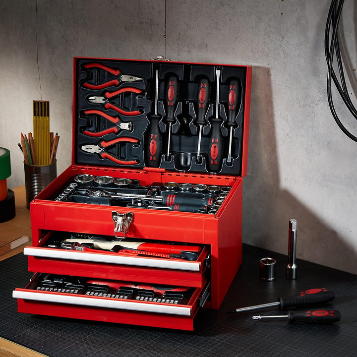 Brüder Mannesmann Werkzeugbox, bestückt, 155-teilig | M29066 Single, Single