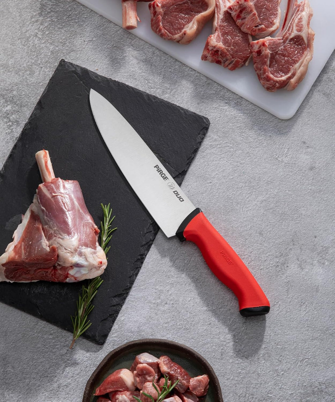 Pirge Duo Profi Messerset mit Tasche 7 Stück - Rutschfester Griff - Profi Kochmesser Set - Edelstahl