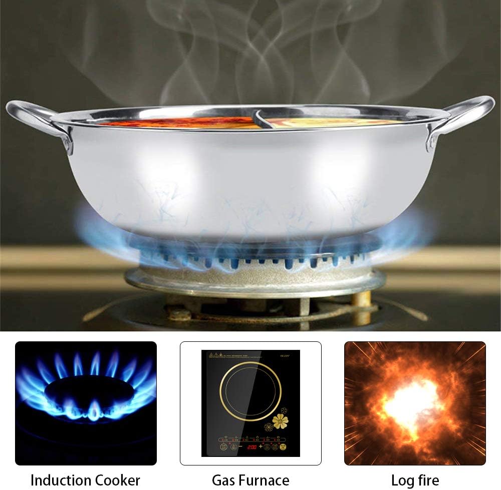 Hot Pot Kocher, 30/32 cm Mandarine Ente Topf Küche Kasserolle Suppe Kochen Werkzeug Edelstahl Dual H