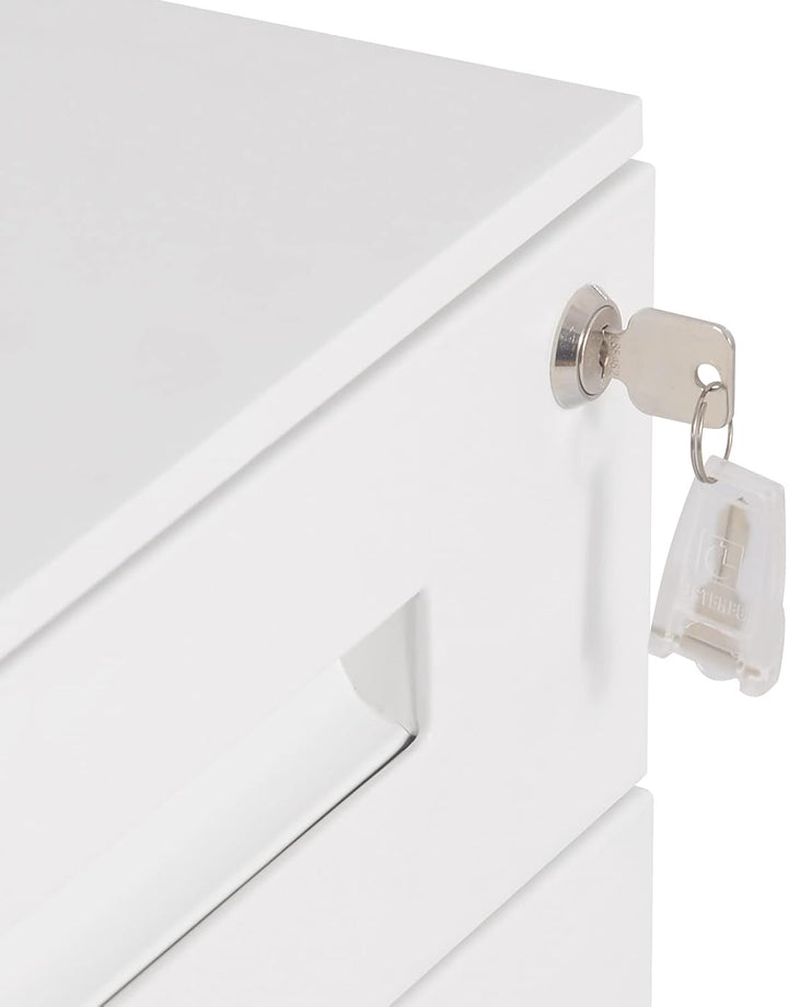 WOLTU Rollcontainer Metall, Mobiler Aktenschrank Büroschrank mit 3 Schubladen Bürocontainer, abschli