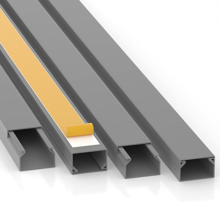 CILSON Kabelkanal 20 m | 20x 1 m Lang, 25x16 mm Breite x Höhe, Grau, Selbstklebend, Wand- und Decken