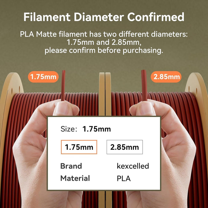 kexcelled Matte PLA Filament 1,75 mm +/- 0,03 mm, Glanzfreie Farbe, Matt Textur, 3D Drucker Filament