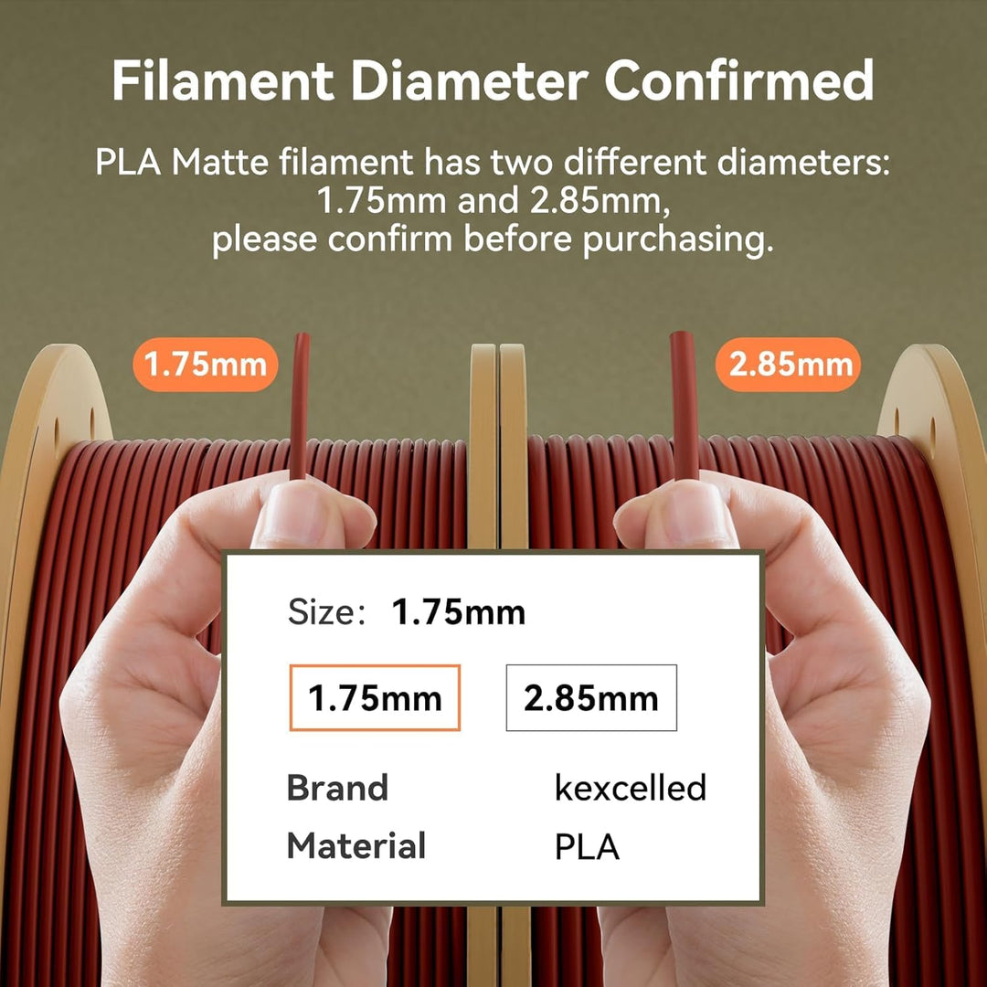 kexcelled Matte PLA Filament 1,75 mm +/- 0,03 mm, Glanzfreie Farbe, Matt Textur, 3D Drucker Filament