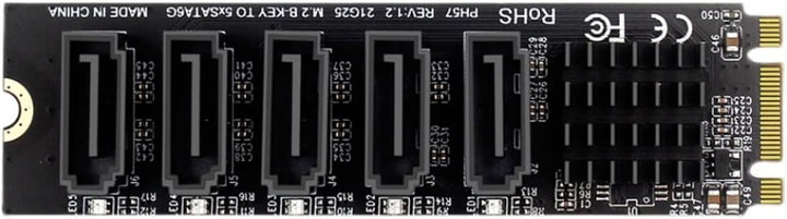 cablecc NGFF Key B+M auf SATA 3.0 6Gbps 5 Ports Adapter Konverter Port JMB575 2280 B+M-Key to 4SATA,