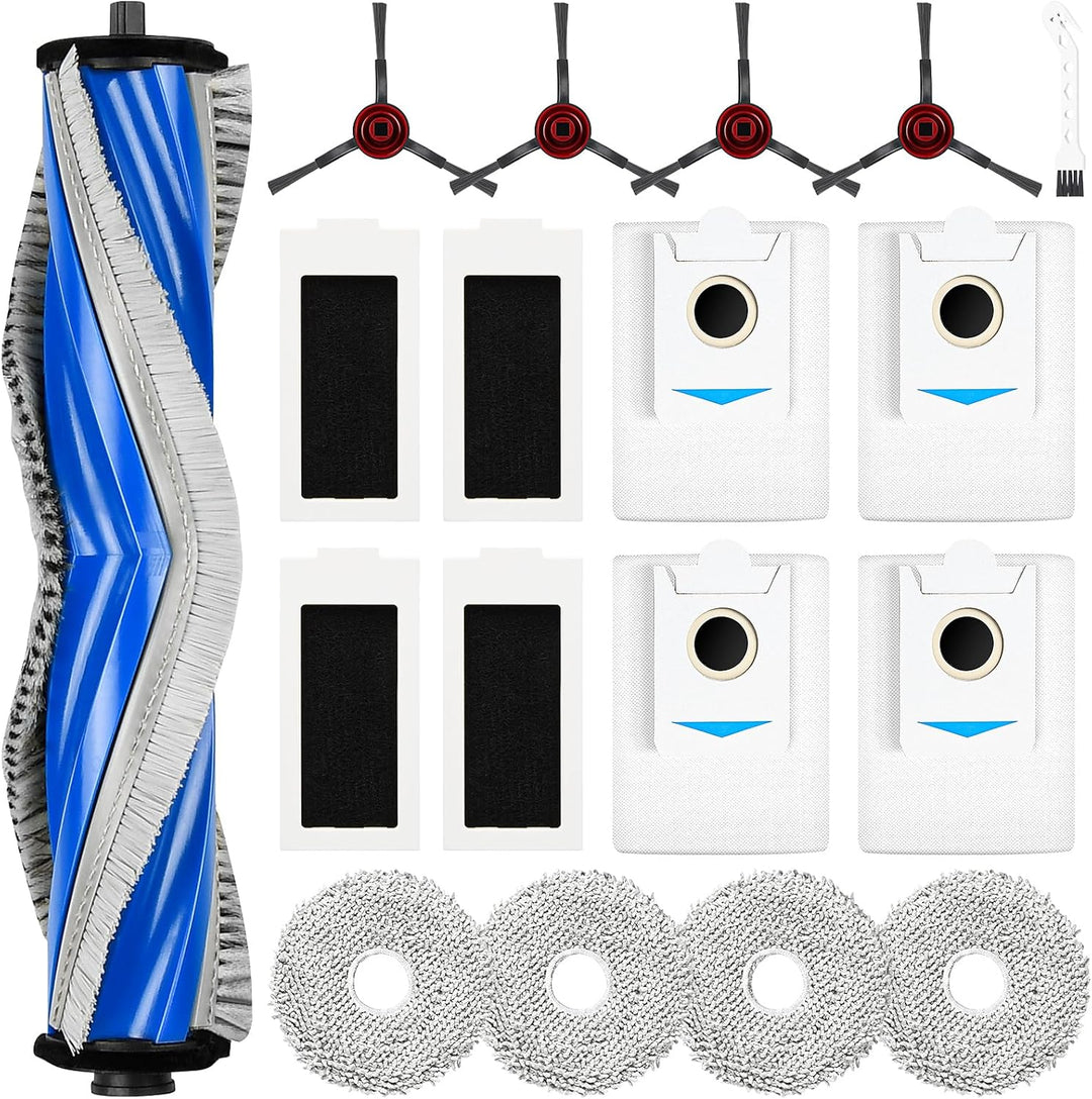 18 Stück Zubehör für Ecovacs Deebot T30S / T30S PRO Saugroboter, 1 Hauptbürste 4 Staubbeutel 4 Wisch