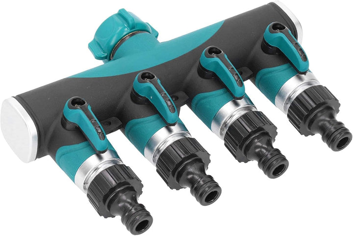 Oumefar Benutzerfreundlicher 4-Wege-Gartenschlauchverteiler , Schlauchverteiler für Gartenmetallvent