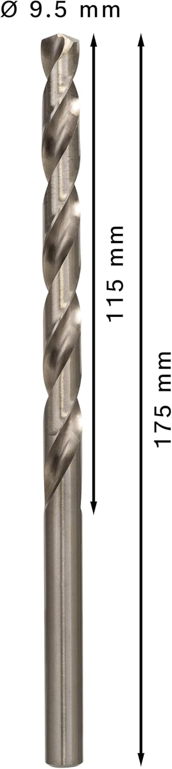 Bosch Professional 5x HSS-G Metallbohrer (für Metall, Ø 9,5 mm, Robust Line, Zubehör Bohrmaschine) Ø