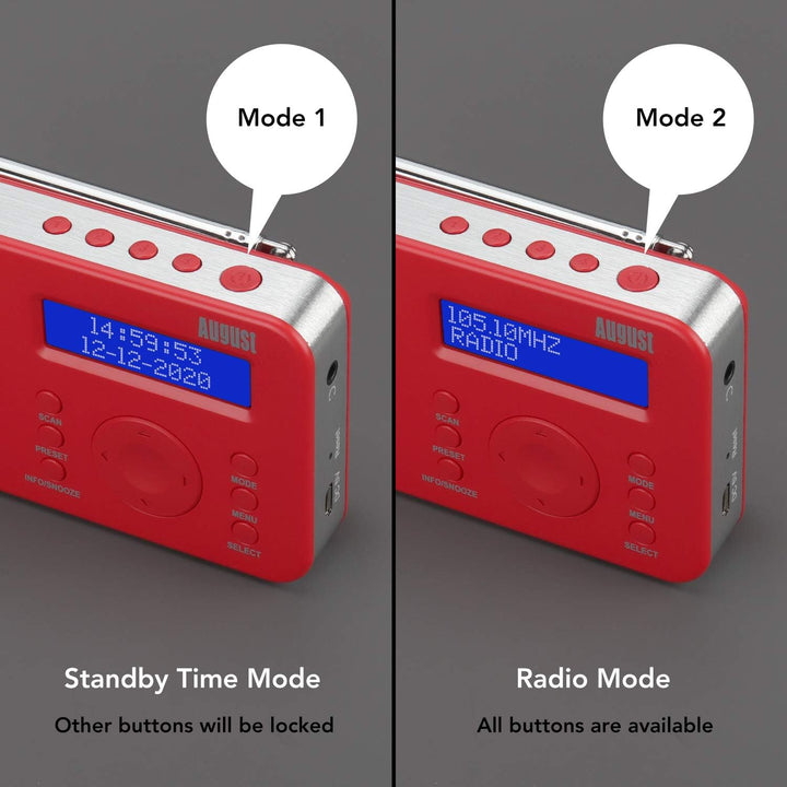 August MB225 - Tragbares Radio mit DAB+ / DAB/FM RDS-Funktion 40 Presets digitaler Radiowecker Stere