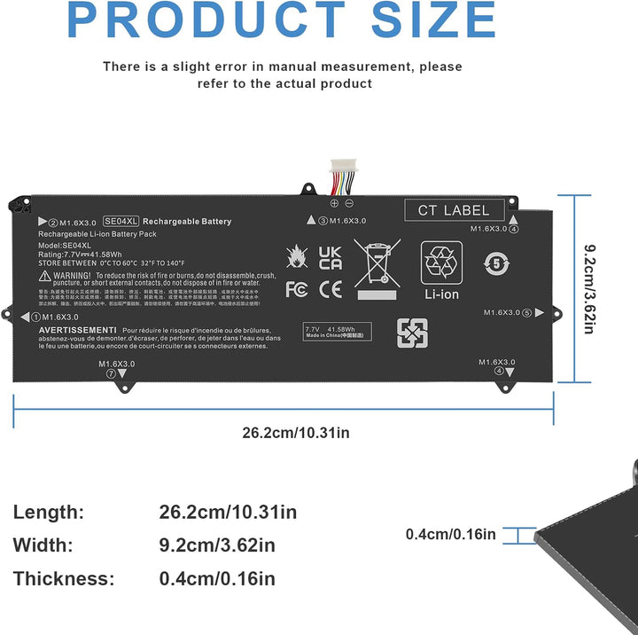 ASUNCEL 41,58 Wh 5130 mAh SE04XL Laptop Akku für HP Pro x2 612 G2 Tablet 860708-855 860724-2B1 86072