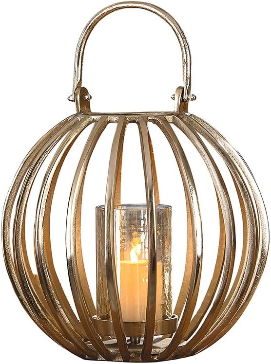 GILDE Windlicht Barra goldfarben H: 34.50 cm Ø 31 cm 67542 Höhe 34,5 cm Goldfarben, Höhe 34,5 cm Gol