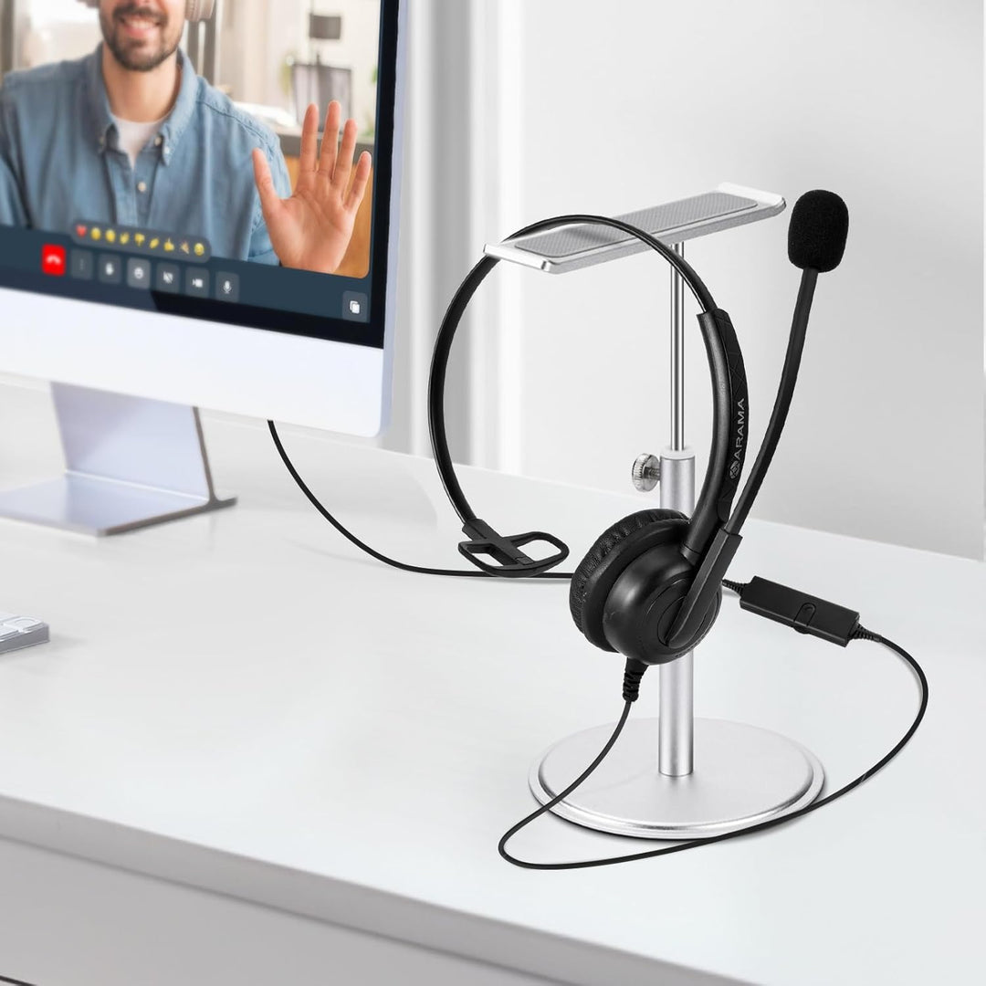 Arama 3,5mm Klinke Headset Handy, PC Kopfhörer mit Mikrofon Noise Cancelling für Fritzfon c6 c5 iPho