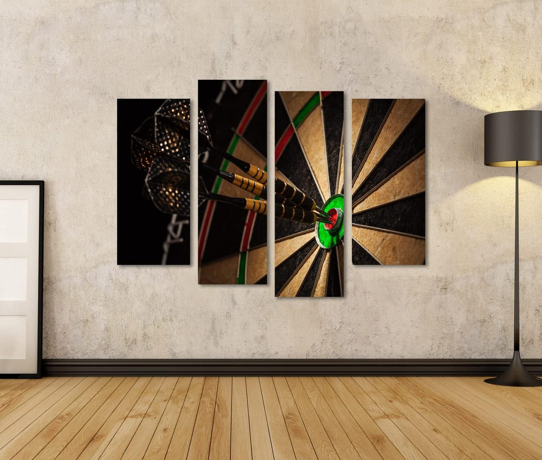 islandburner Bild auf Leinwand DREI Darts Bulls Eye Bilder Wandbilder Poster Leinwand 130x80cm - 4 T