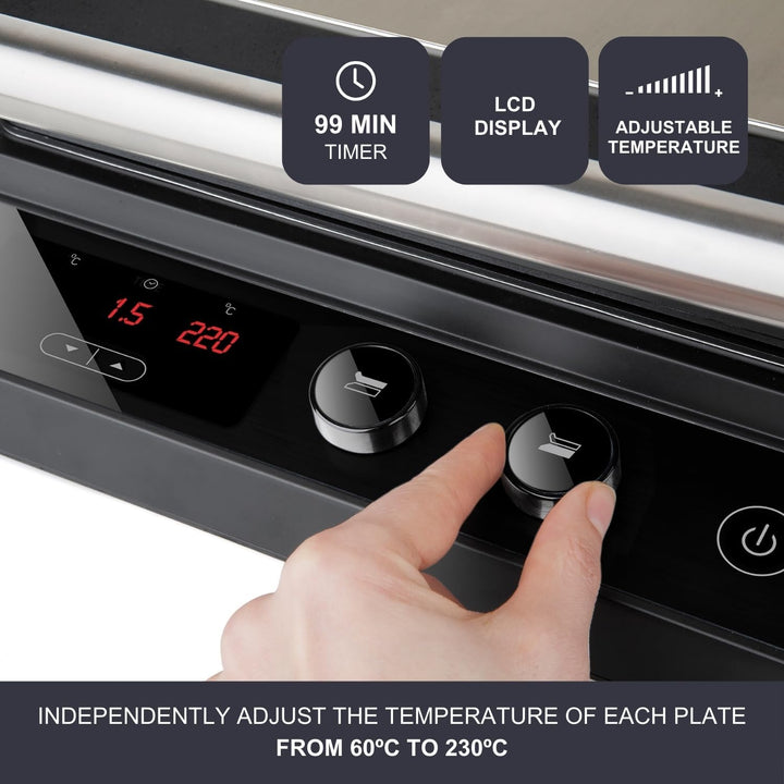 Black+Decker BXGR2000E - Kontaktgrill 2.000W 2-in-1: glatte Platten und Grill, Zubreiten von Fleisch