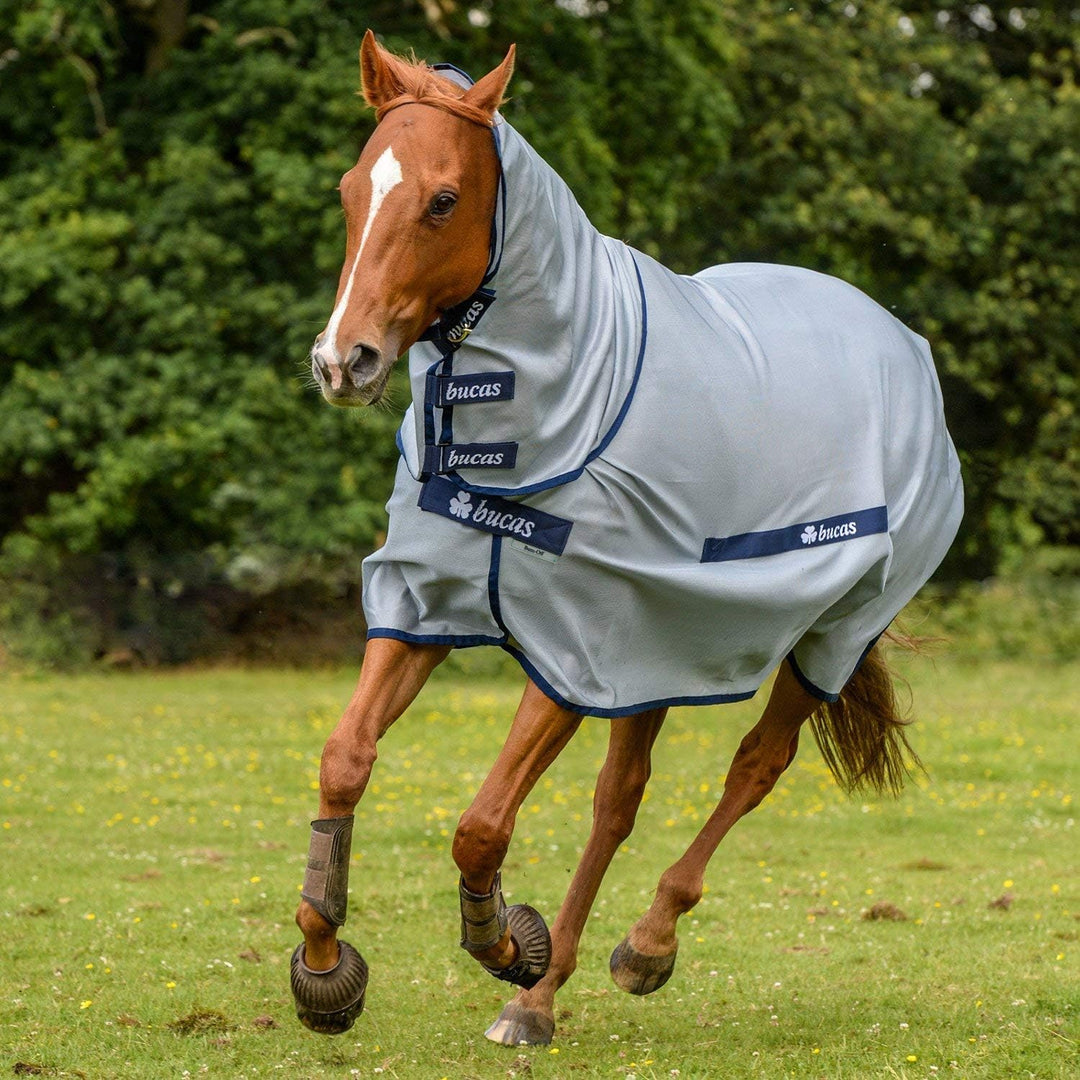 Bucas Buzz-off, Full Neck, Fliegendecke, Silber/Blau, Rückenlänge 125 cm, 125