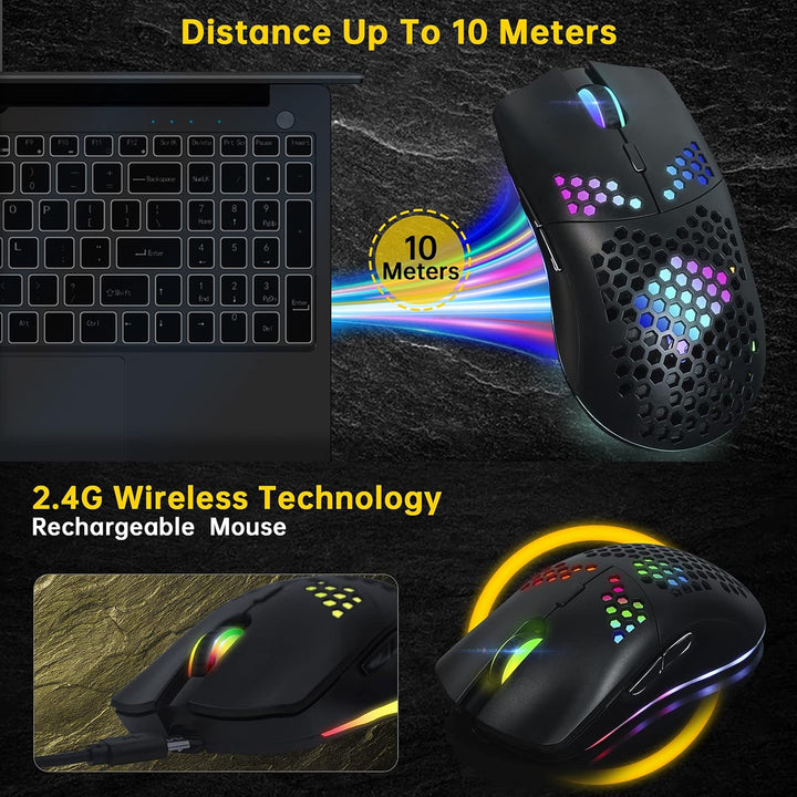 Kabellose Gaming ,Computer-Maus mit Honeycomb-Gehäuse, 11 RGB-Chroma-Hintergrundbeleuchtung, 3.400 D