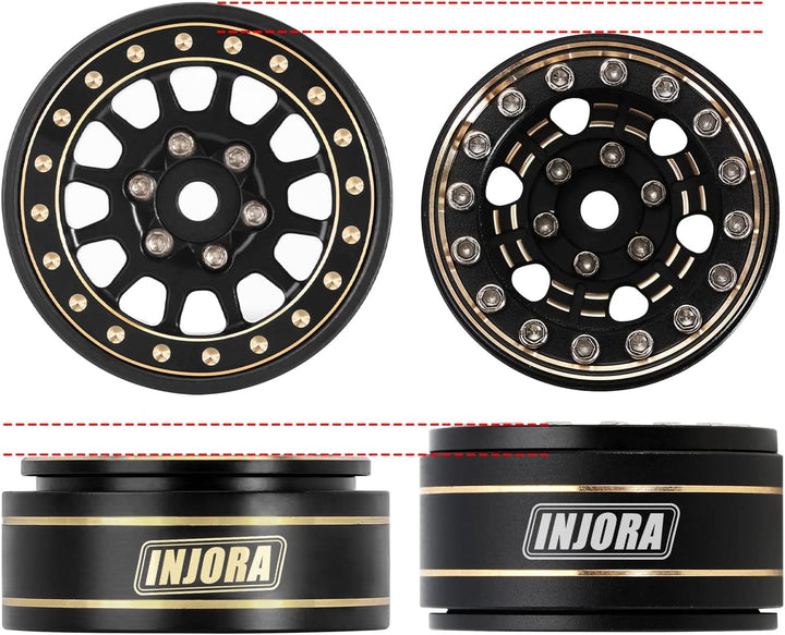 INJORA 1.0 Plus Messing Beadlock Felgen 4PCS 12-Speichen Räder für TRX4M SCX24 FCX24 1/24 1/18 RC Cr