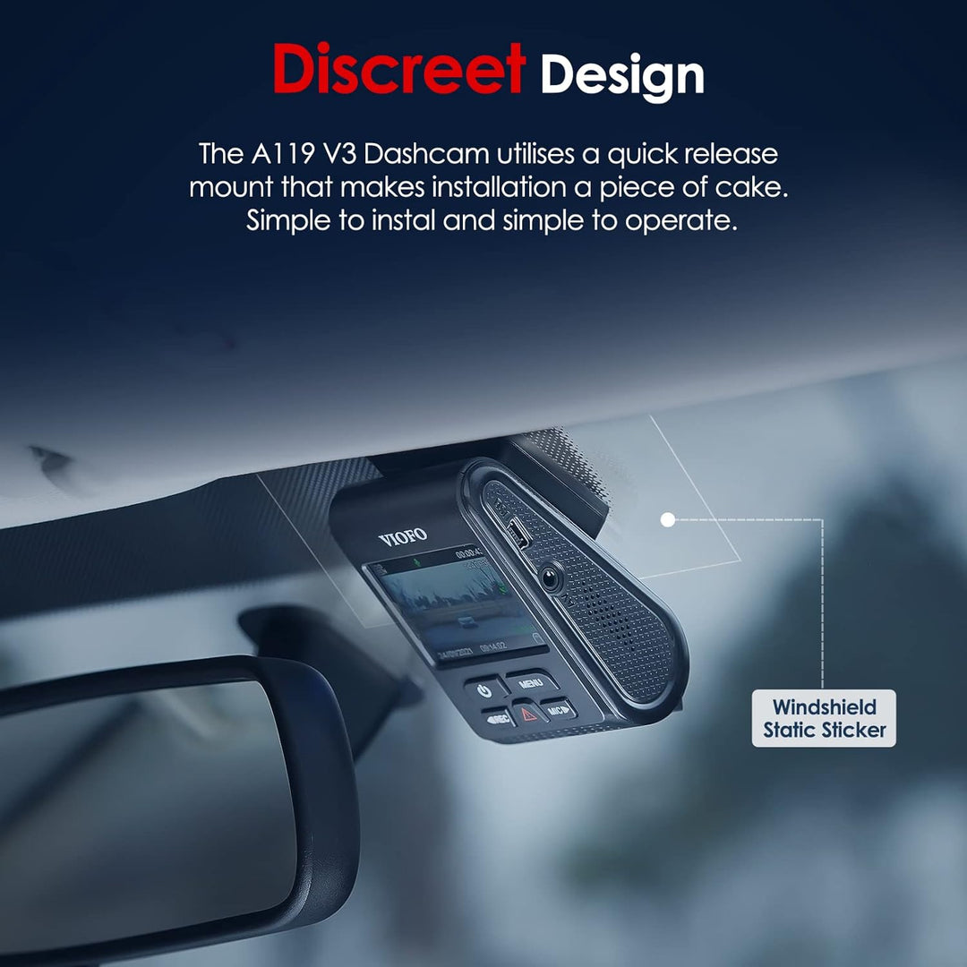 VIOFO A119 V3 Dashcam 2K 60fps mit GPS, 24 Std. Puffer Parkmodus Autokamera, Nur Frontscheibe 2560x1