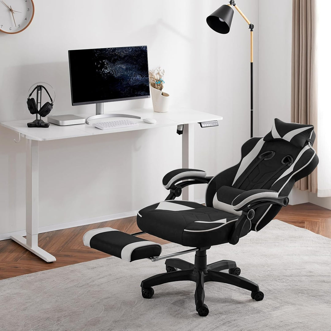 WOLTU Gaming Stuhl Stoff Atmungsaktiv Bürostuhl Gaming Chair Ergonomisch mit Lendenkissen, Gamer Stu