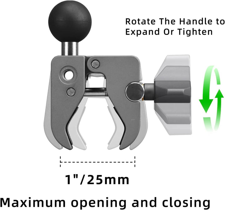 FANAUE Lenkerklemmbasis mit 1" Ball Adapter für Durchmesser 13-52mm Motorrad Fahrradlenker, Handyhal