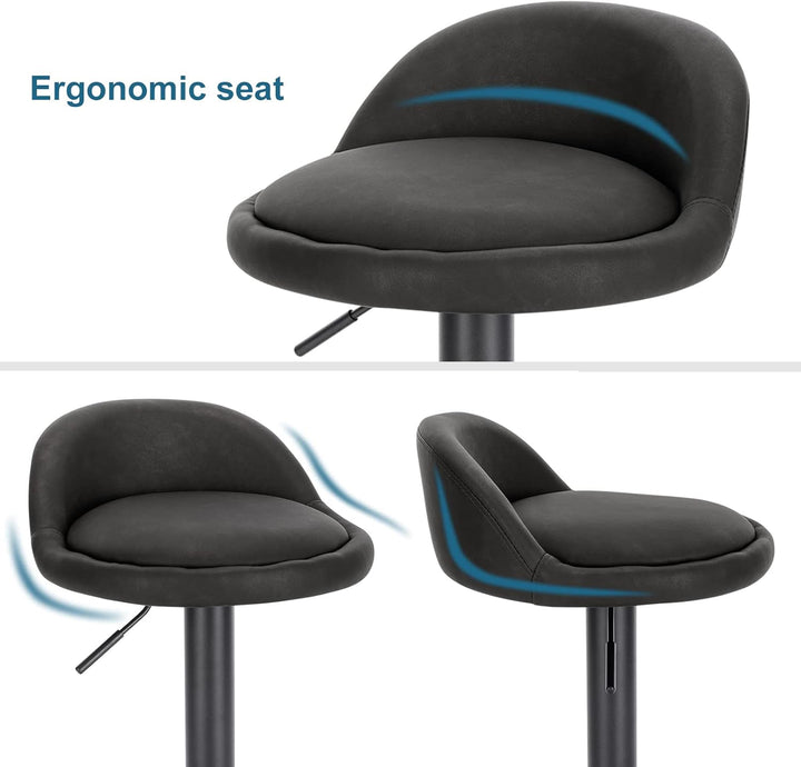 EUGAD Barhocker 2er Set 360° Drehstuhl Barstuhl mit Rückenlehne Fussstütze 120kg belastbar höhenvers
