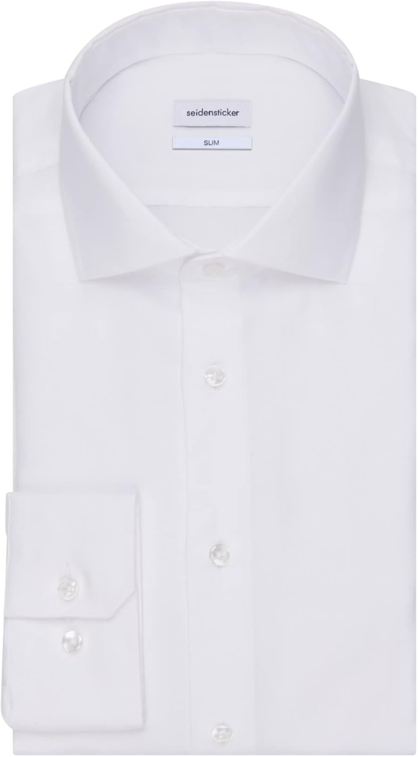 Seidensticker Herren Seidensticker Herren Business Hemd Slim Fit Businesshemd, Weiss (Weiss 01), 45