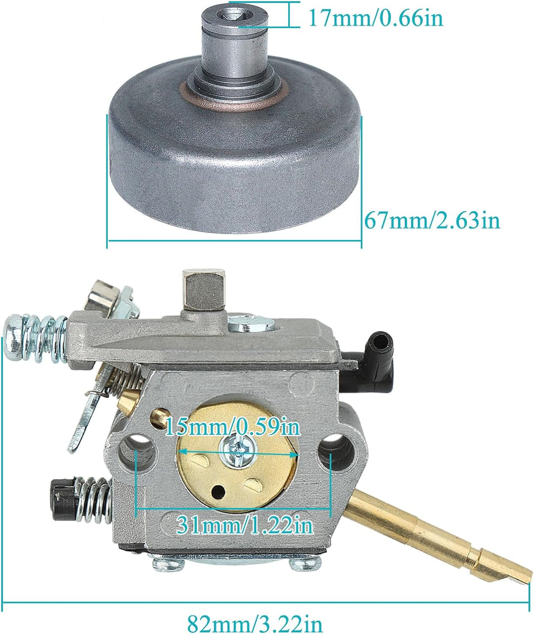 Atunee 38 mm Zylinder Kolben Vergaser für Stihl FS160 FS180 FS220 FS280 FS290 Kupplungstrommel Ersat