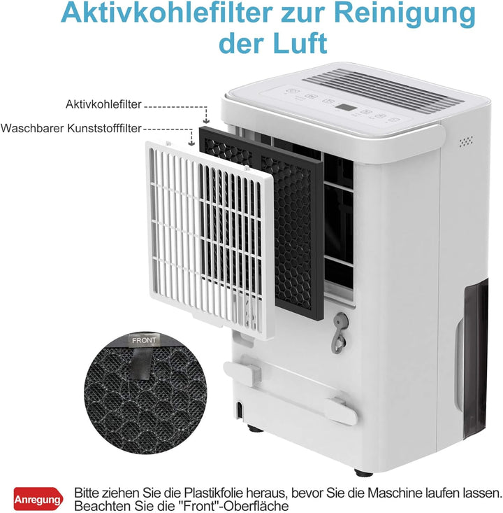 SHINCO 10L Luftentfeuchter, Elektrisch,Raumentfeuchter mit Feuchtigkeitssensor,für 45m³(15m²),Energi