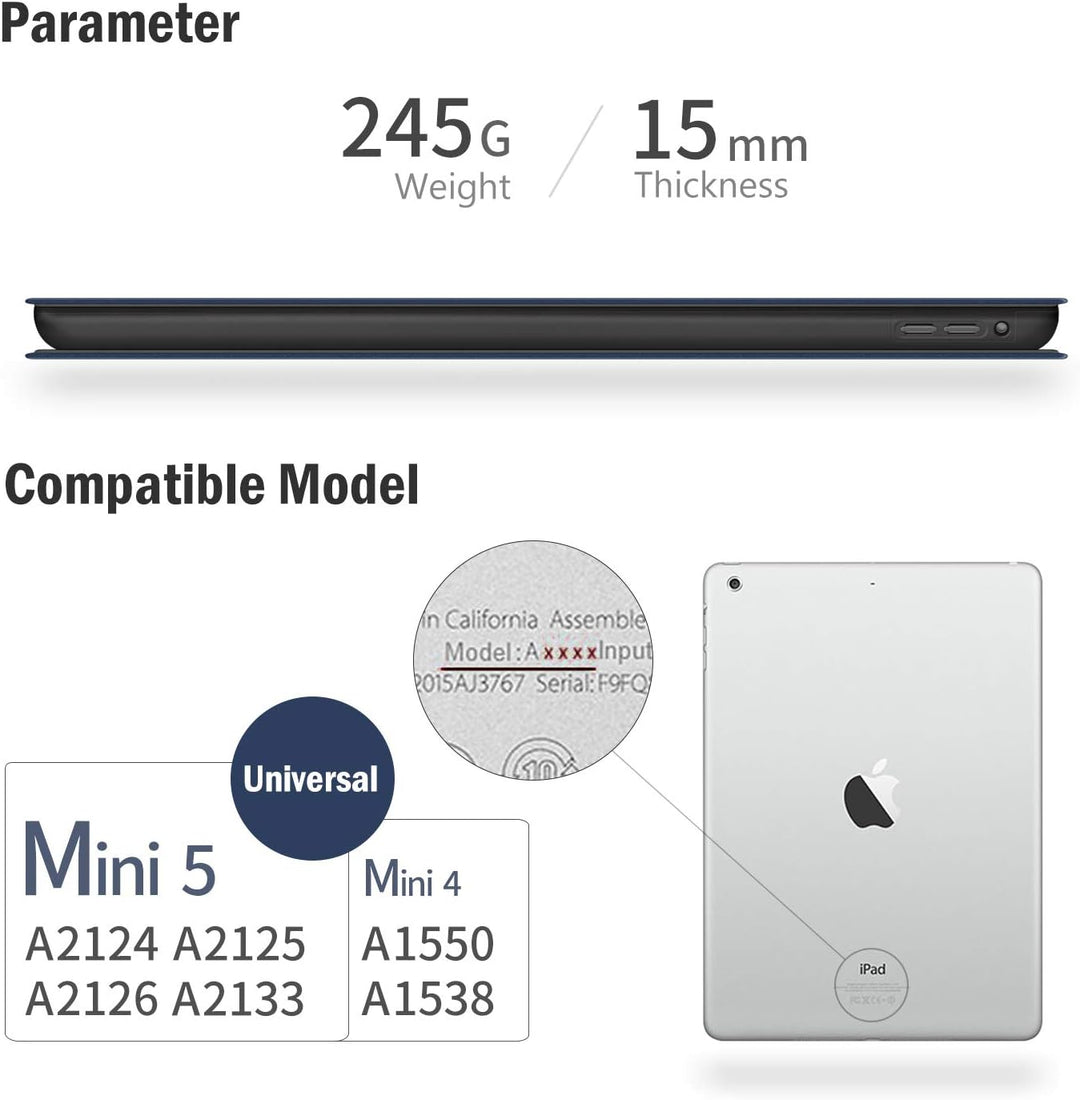 Antbox Hülle für iPad Mini 5 2019 7.9 Zoll/iPad Mini 4 mit Apple Pencil Halter Auto Schlaf/Wach Funk