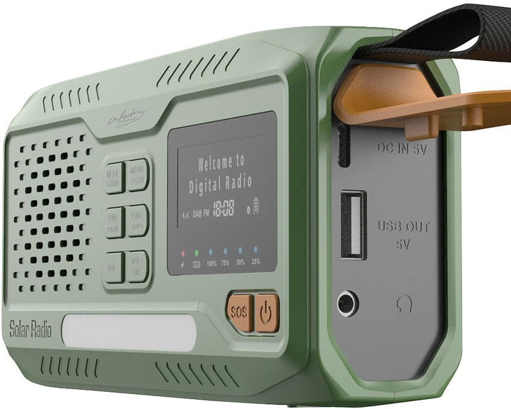 infactory Notfallradio: Mobiles DAB+-Kurbelradio mit EWF, Solarpanel, LED, USB, Bluetooth 5 (Radios,