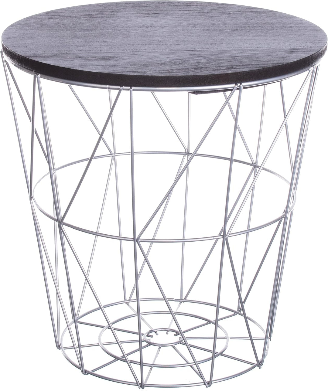 Brandsseller 3er Tischset Beistelltisch Couchtisch Ø 29 cm Ø 34 cm Ø 39,5 cm Gestell Silber - Holz S