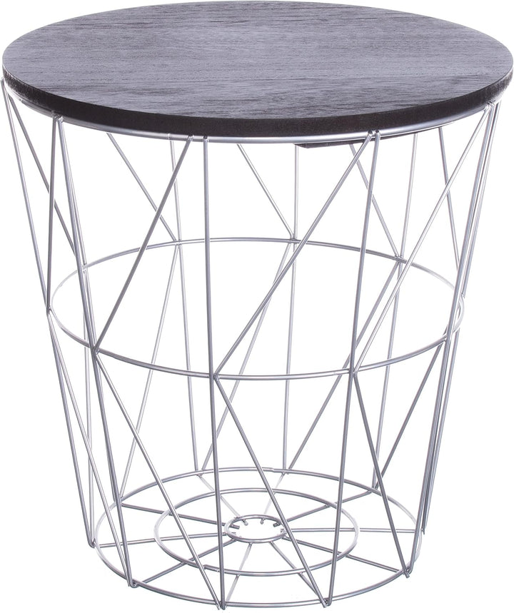 Brandsseller 3er Tischset Beistelltisch Couchtisch Ø 29 cm Ø 34 cm Ø 39,5 cm Gestell Silber - Holz S