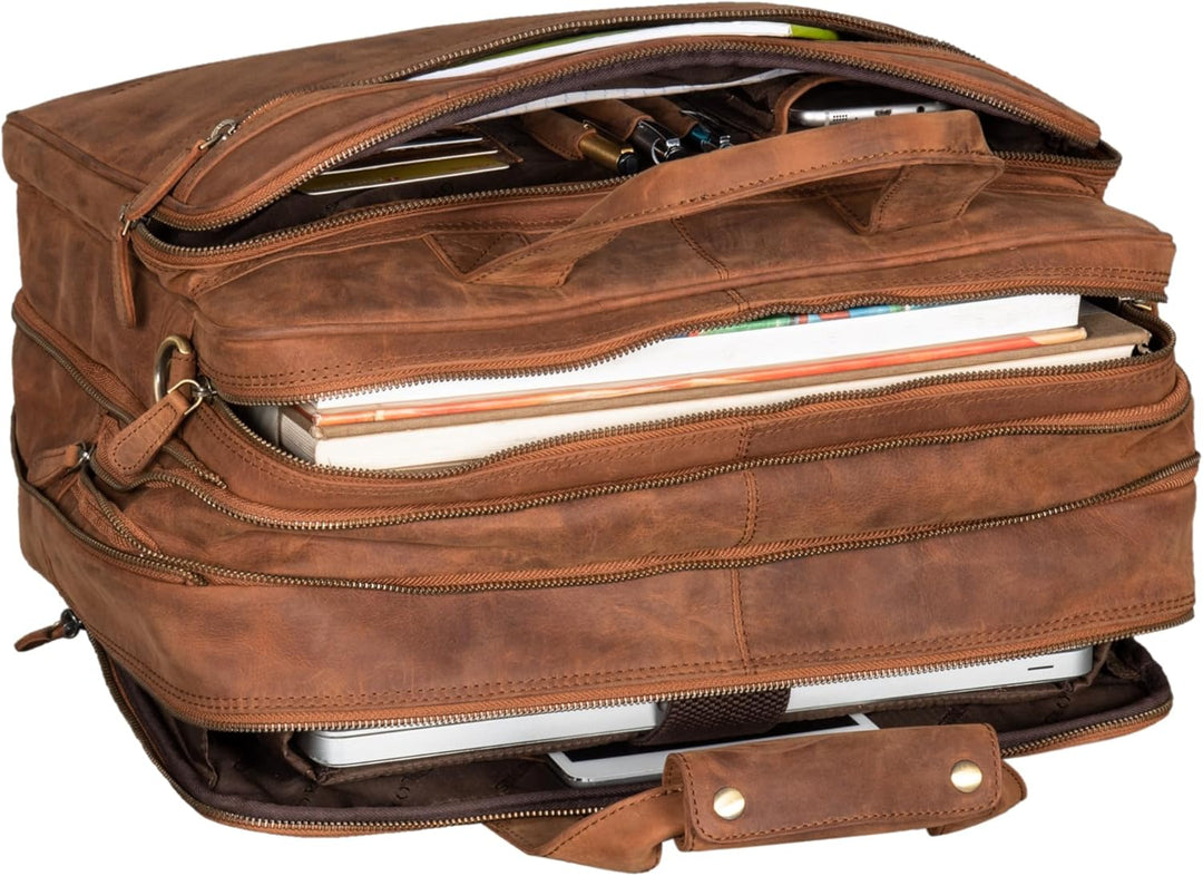 STILORD 'Leopold' XL Echtleder Aktentasche - der verbesserte Geheimtipp für Lehrerzimmer & Büro - Bu