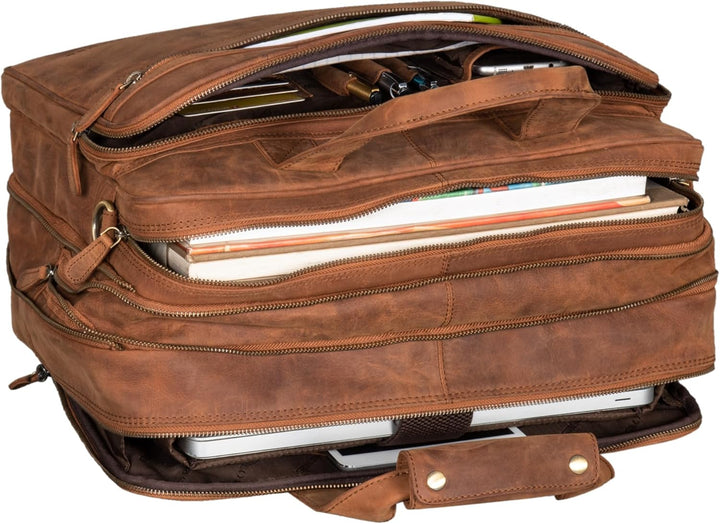 STILORD 'Leopold' XL Echtleder Aktentasche - der verbesserte Geheimtipp für Lehrerzimmer & Büro - Bu