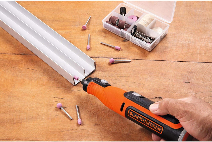 Black+Decker Akku-Multifunktionswerkzeug mit 36-tlg. Zubehör BCRT8I (7.2V, 1.5Ah, Universal-Feinbohr