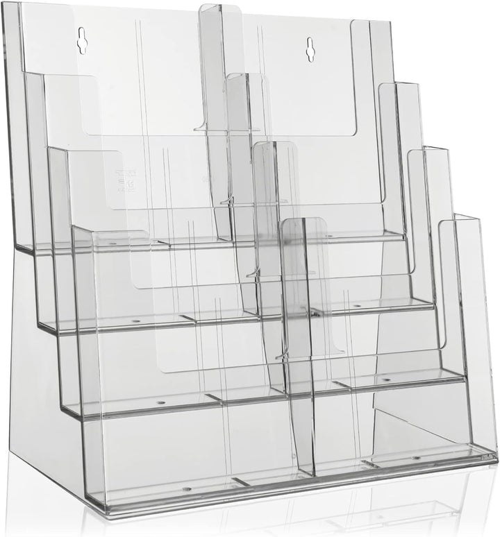 Taymar Prospekthalter DIN A4 / A5 / DIN lang vierstufig Aufsteller Prospektständer Flyerhalter Acryl