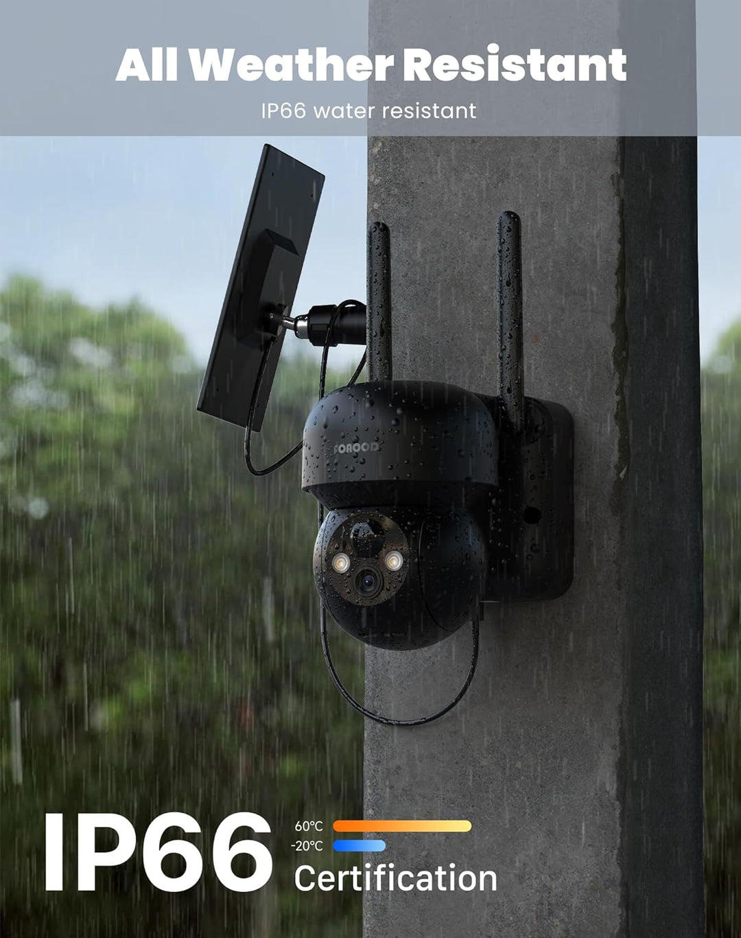 FOAOOD 2K Überwachungskamera Aussen Akku, 360°PTZ Kamera Überwachung Aussen Solar, Aussenkamera mit