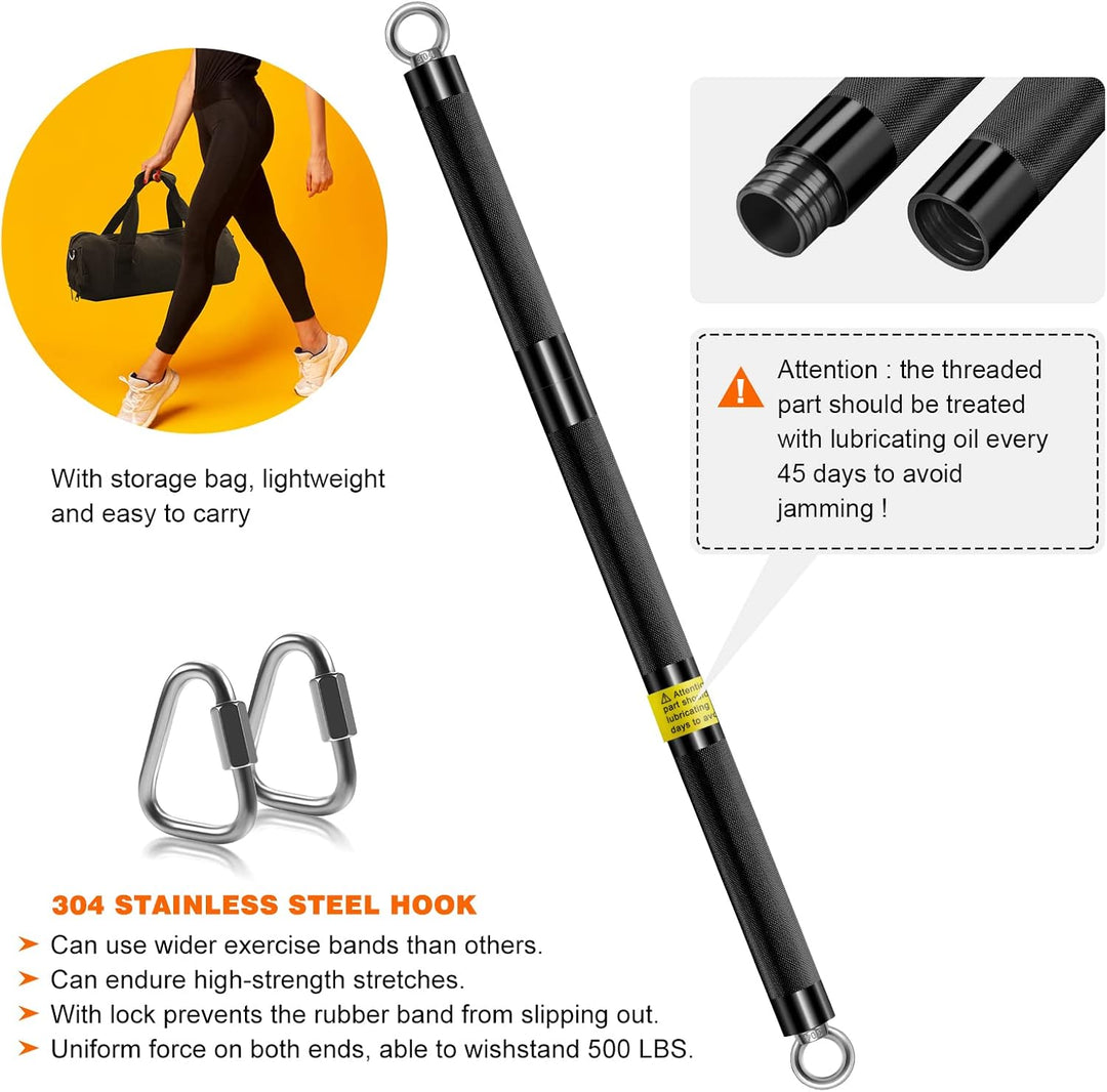 DASKING Fitnessbänder Widerstandsbänder Stange, Fitnessgeräte für Zuhause, 75cm/90cm/98cm Abnehmbare