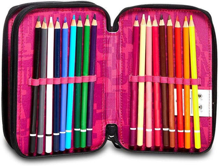 Invicta Federmäppchen, Mäppchen, mehrfarbig, Federtasche für Schreibwaren, Etui mit Stiften, Kugelsc