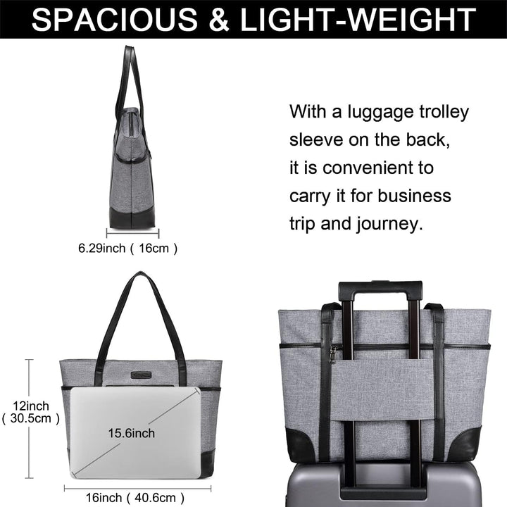 Chase Chic Laptop Handtasche Damen, Gross Wasserdicht 15.6 Zoll Laptop Tasche Arbeitstasche, Elegant