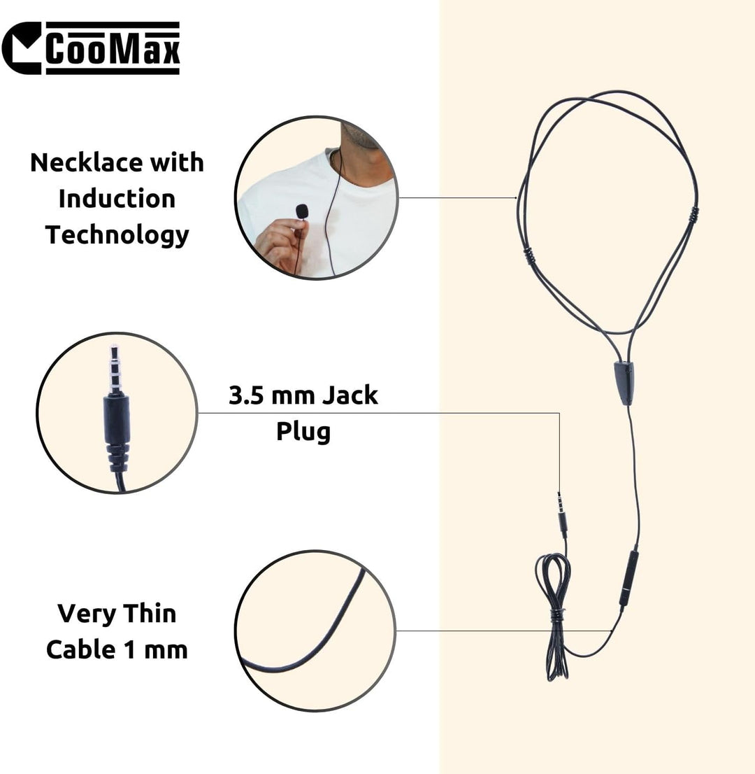 CooMax Spion Kopfhörer Kabellos VIP Pro Unsichtbare Kopfhörer mit Mikrofon Handy für Prüfung - Mini