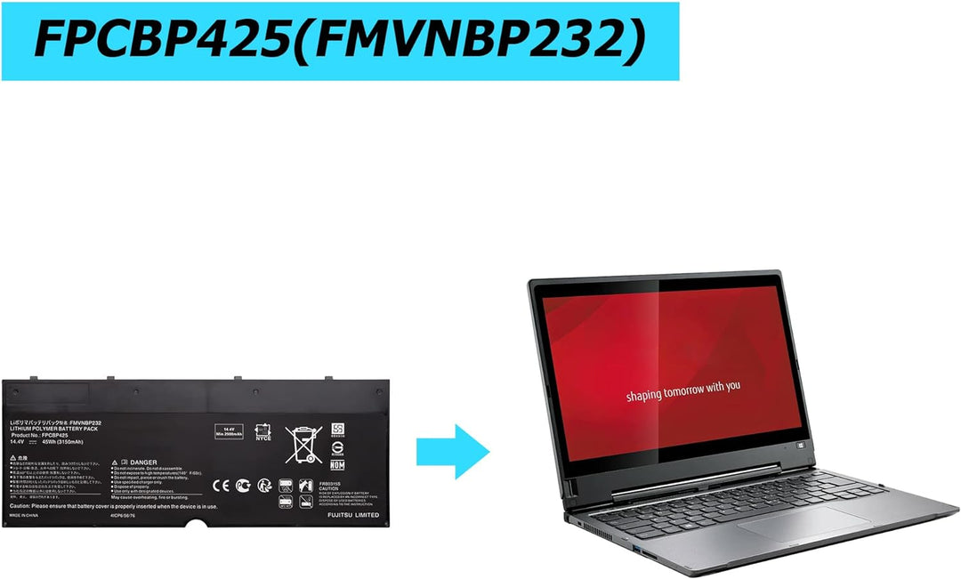 Vvsialeek Neu Laptop FPCBP425 FMVNBP232 FPB0315S CP703451-01 45Wh Kompatibel Für Fujitsu LifeBook T9