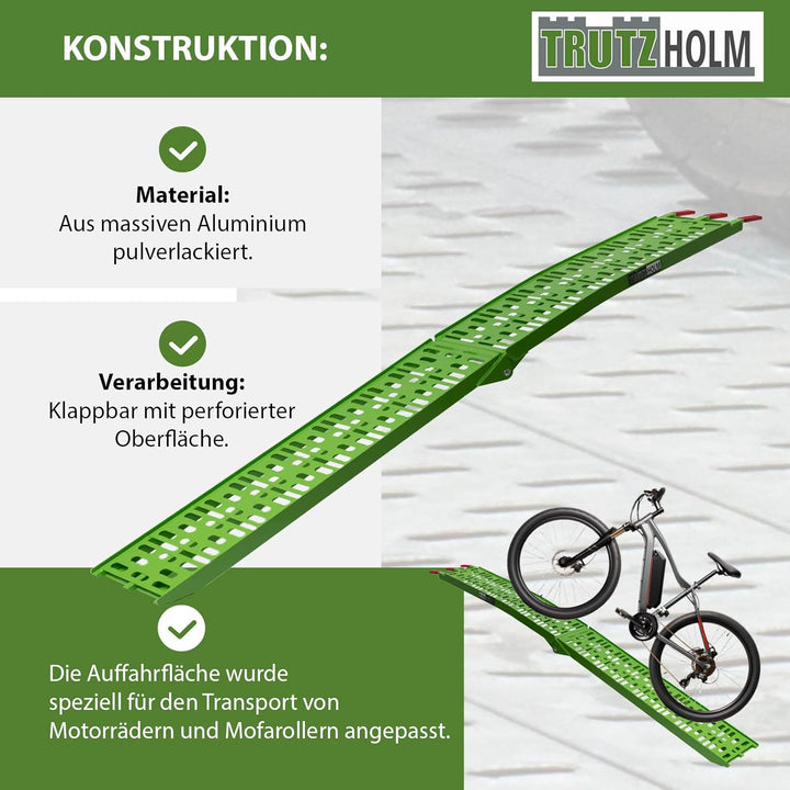 TRUTZHOLM® 2X Auffahrrampe 680 kg Faltbare ALU Rampen klappbar Alu Auffahrrampe Rampe Verladerampen