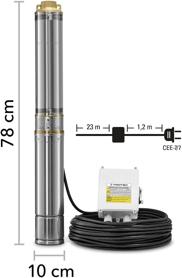 TROTEC Tiefbrunnenpumpe TDP 5500 E, Förderleistung: 6.000 l/Std, Gehäuse aus rostfreiem Edelstahl, I